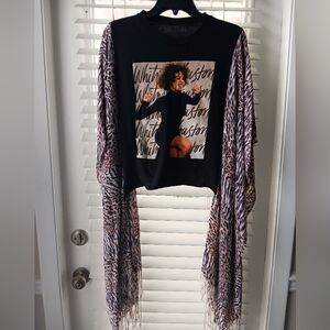 Upcycled Whitney Houston Graphic Crop T-Shirt / Poncho